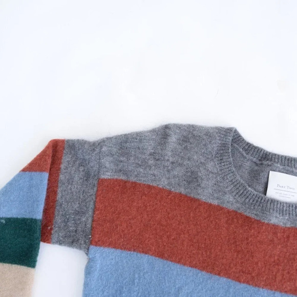 Part Two 35% Wool 33% Mohair Knit Grey, Red, Blue, Crewneck Sweater M - Picture 10 of 13